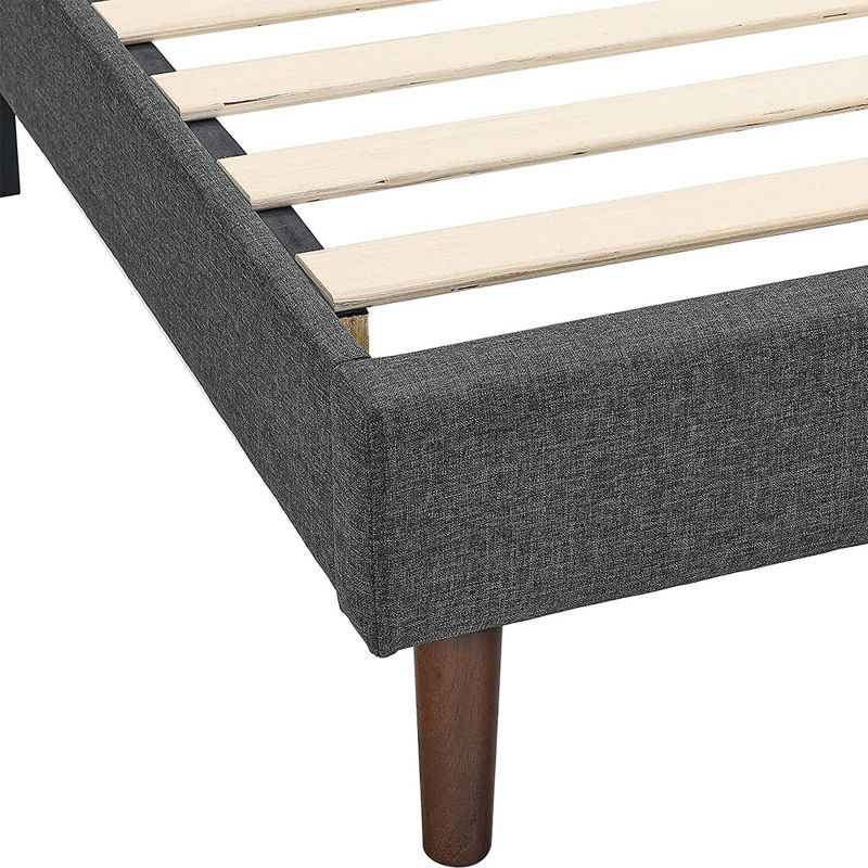 BIKAHOM Upholstered Platform Bed with Square Stitch Headboard, Dark Grey, 5 of 7