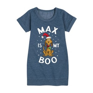 - Dr. Seuss - The Grinch Max Is My Boo Graphic Short Sleeve Fleece Dress - 1 of 4