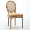 2 Pieces Beige French Style Solid Wood Frame Antique Painting Linen Fabric Rattan Back Dining Chair - 2 of 2