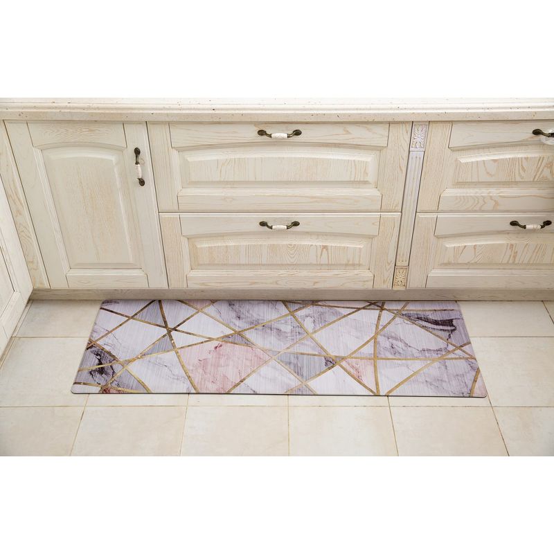 J&V TEXTILES 20" x 55" Oversized Cushioned Anti-Fatigue Kitchen Runner Mat (Gold Marble), 3 of 5