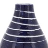 Sagebrook Home Blue and White Striped Primeval Ceramic Vase - Contemporary 10" Vase for Floral Arrangements - Stylish Table Centerpiece Home Office - 4 of 4