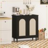 Rattan Buffet Cabinet with Storage, Single Door Accent Console Table for Entryway - 3 of 4