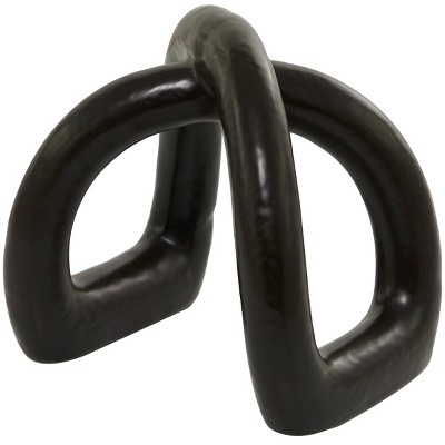 CosmoLiving by Cosmopolitan Porcelain Abstract Arched Sculpture Black: Contemporary Tabletop Decor, Indoor Use