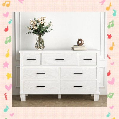 Garvee Sophisticated 7 Drawer Dresser – 51" Wide Wooden Storage Chest with Metal Handles, Ideal for Organizing Your Bedroom
