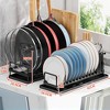 Dish drying rack with drain tray, saving kitchen countertop space. Cutlery rack and drain storage rack, made of carbon steel, two-piece set. - 4 of 4