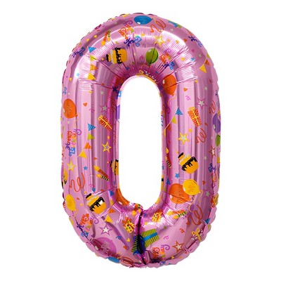 Unique Bargains Number 0 Foil Balloon Dark Pink 1 Pc : Target