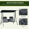 PAGED Porch Swing with Stand Outdoor Swing with Canopy, Pivot Storage Table, 2 Cup Holders, Cushions for Backyard, Porch, Garden - 3 of 4