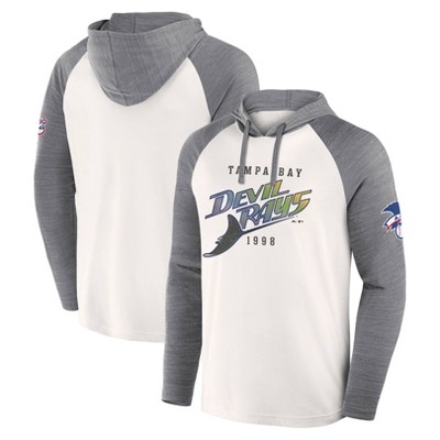 MLB Tampa Bay Rays Men's White Long Sleeve Lightweight Bi-Blend Hooded Sweatshirt