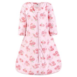 Hudson Baby Infant Girl Long Sleeve Plush Faux Fur Sleeping Bag, Wearable Blanket, Blush Rose - 1 of 2