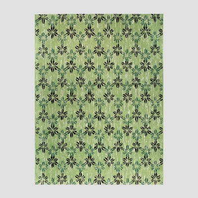 5' x 7' Floral Stamp Outdoor Rug Green - Opalhouse™