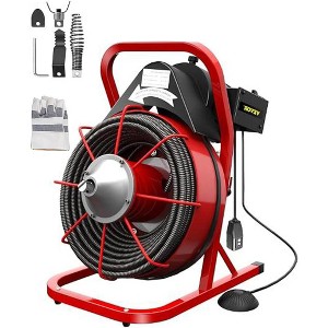 50ft Drain Cleaning Machine, 1/2 Inch Electric Drain Auger with 6 Cutters & Foot Switch, Portable Sewer Snake for 2" to 4" Pipes - 1 of 4