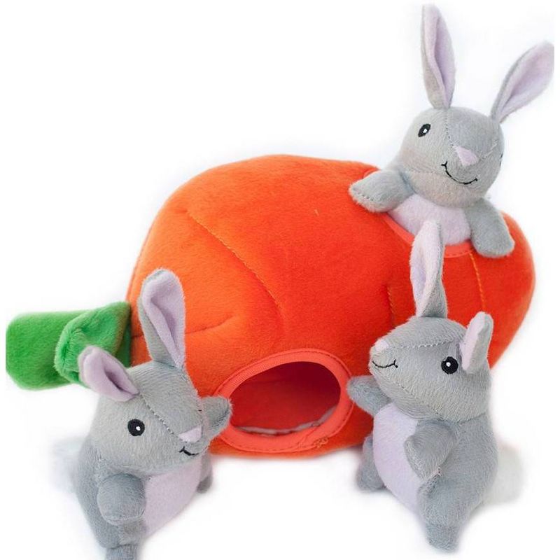 ZippyPaws Burrow Bunny &#39;n Carrot Dog Toy, 1 of 5