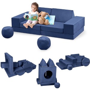 Kids Couch 12PCS Fold Out Toddler Couch with 2 balls, Modular Kids Couch for Playroom Creative Game Play Couch, Free DIY - 1 of 4