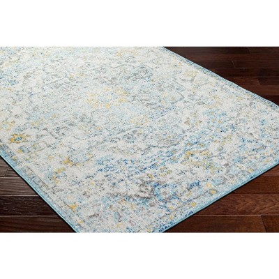 Olivia Ivory Cream Teal Yellow Synthetic Runner Rug 2'7" x 7'3"