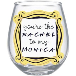 Friends "You're The Rachel To My Monica" Tear Drop Wine Glass | Holds 20 Ounces - 1 of 2