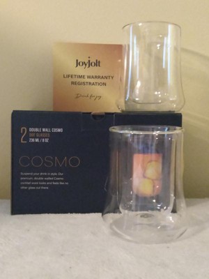 JoyJolt Set of (2) 8-oz Cosmo Double-Wall DOF Whiskey Glasses