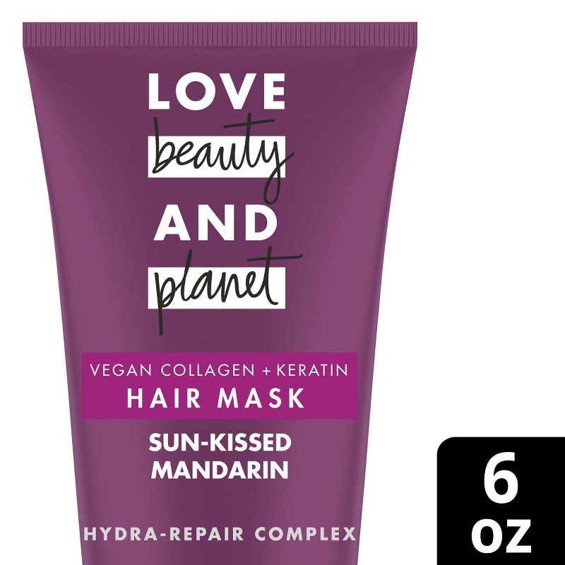Love Beauty and Planet Sun Kiss Mandarin Hair Mask Deep Conditioning Treatment Vegan Collagen + Keratin - 6oz, 1 of 9