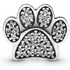 Sterling Silver Paw Prints Charm with Cubic Zirconia, Pet-Themed Jewelry Gift - 2 of 4
