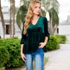 Anna-Kaci Women's Long Sleeve V-Neck Velvet Babydoll Top with Gathered Waist - 4 of 4
