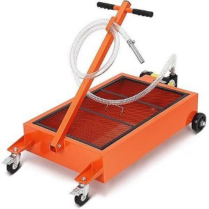 Low Profile Oil Drain Pan, 15 Gal Oil Drain Pan with Pump,  with 180w Electric Pump, 8.2Ft Hose & Folding Handle, Rolling Oil Drain Cart - 1 of 4