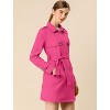 Allegra K Women's Notched Lapel Double Breasted Faux Suede Trench Coat with Belt - 4 of 4