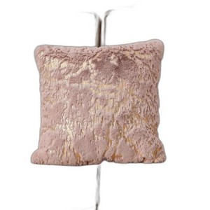 HomeRoots 22" Pink And Gold Abstract Faux Fur Throw Pillow - 1 of 4