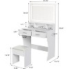 Vanity Desk w/Mirror, LED Lights, Outlet & Chair - 3 Color Modes, 2 Drawers, Adjustable Brightness - 2 of 4