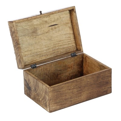 Rustic Hand-Carved Mango Wood Lidded Boxes Set of 3