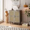 Sideboard Buffet, 4-Doors Rattan Mesh Storage Cabinet, Sideboard with Eight Storage Spaces, for Entryway, Living Room, Hallway - 2 of 4