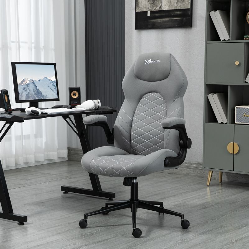 Vinsetto High Back Office Chair with Flip Up Armrests, Swivel Computer Chair with Adjustable Height and Tilt Function, 3 of 7