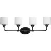 Progress Lighting Lynzie 4-Light Bath Vanity Light in Matte Black with Etched White Glass Shades - 3 of 3