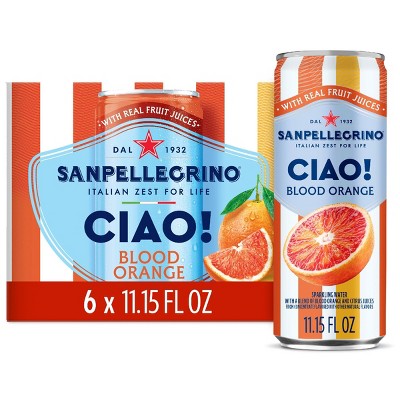 Sanpellegrino CIAO! Blood Orange Sparkling Water with Real Fruit Juices - 6pk/11.15 fl oz Cans
