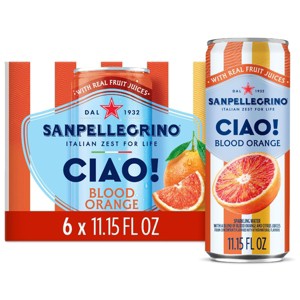 Sanpellegrino CIAO! Blood Orange Sparkling Water with Real Fruit Juices - 6pk/11.15 fl oz Cans - 1 of 4