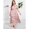 Clearlove Women's Plus Size Summer Dresses Sweetheart Neck Ruffle Short Sleeve Casual Boho Floral Pleated Long Dress. - 3 of 4