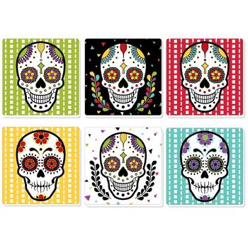 Big Dot of Happiness Day of the Dead - Sugar Skull Party Decorations - Drink Coasters - Set of 6