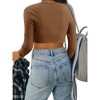 Nlife Women Casual Round Neckline Solid Color Long Sleeve Tassel Trim Crop Top - 2 of 4