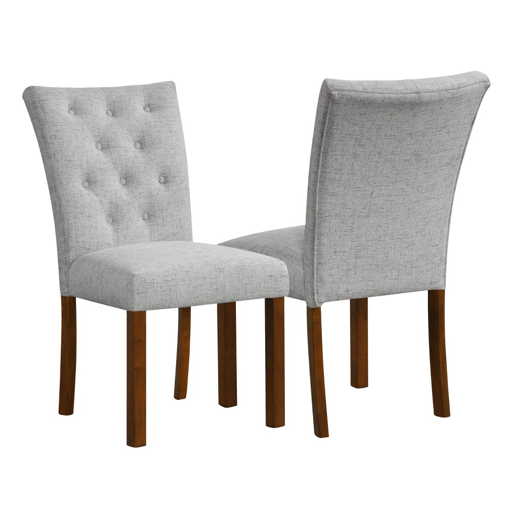 HomePop Set of 2 Tufted Back Parsons Dining Chairs Gray: Elegant Upholstered Kitchen Seating, Plywood Frame, 300 lbs Capacity