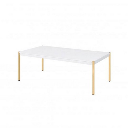 Metal Tube Legs Coffee Table White gold Benzara Target