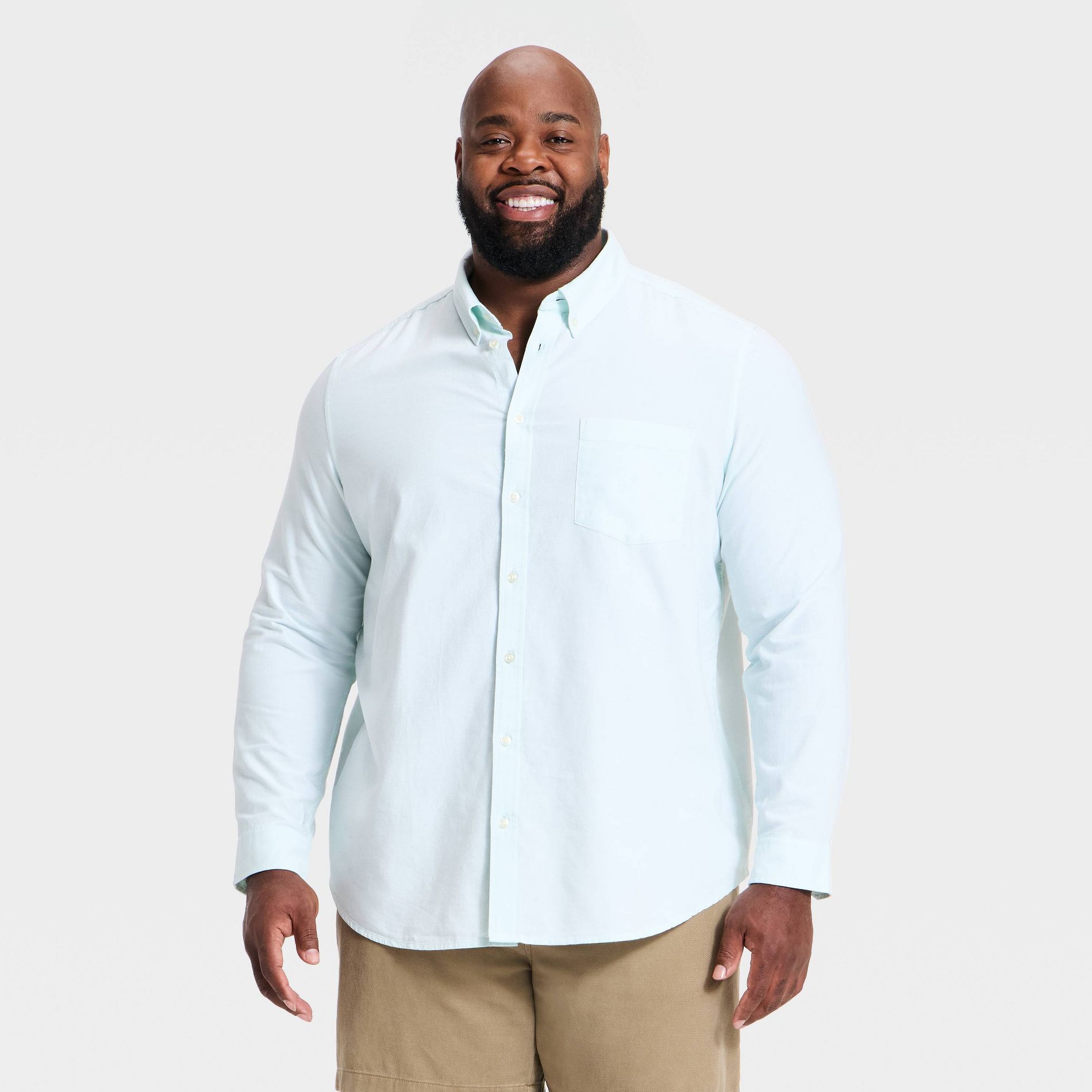 Men's Big & Tall Every Wear Long Sleeve Oxford Button-Down Shirt - Goodfellow & Co™ Mint Green 4XLT