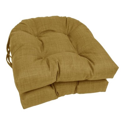 Blazing Needles, 16-inch Spun Polyester Solid Outdoor U-shaped Tufted Chair Cushions (Set of 2)