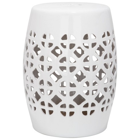 White Circle Lattice Garden Stool White Safavieh Target