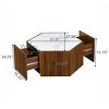 Rustic Hexagon Coffee Table with 2 Drawers and Textured Marble Top, Retro MDF Wood Coffee Table with Storage for Living Room-Coolbibila - 4 of 4