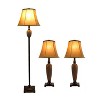 3pk Hammered Lamp Set (2 Table Lamps and 1 Floor Lamp) Bronze - Elegant Designs: UL Listed, Cotton Shades - 2 of 4