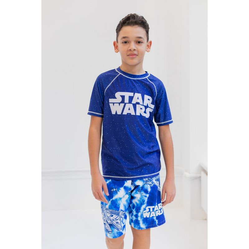 Star Wars Stormtrooper Darth Vader Rash Guard and Swim Trunks Outfit Set Little Kid to Big Kid, 2 of 8