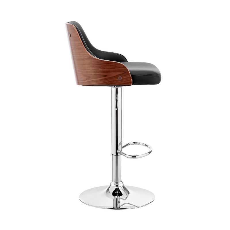 Asher Adjustable Counter Height Barstool with Faux Leather Chrome Finish - Armen Living, 4 of 12