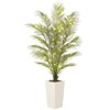 4/5/6FT Artificial Golden Cane Palm Tree, Fake Palm Tree with Three Realistic Trunks - 4 of 4