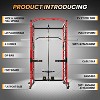 Power Cage, 1600LBS Power Rack with Smith Machine & LAT Pulldown - Multi-Functional Home Gym Squat Rack 21 Attachments Dip Bars J-Hooks - 4 of 4