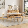 5 PCS Mid-Century Modern Design Dining Set, Faux Wood Top Dining Table, Upholstered Wood Frame Chairs with Polyester Cushion-Baofuwish - 2 of 4