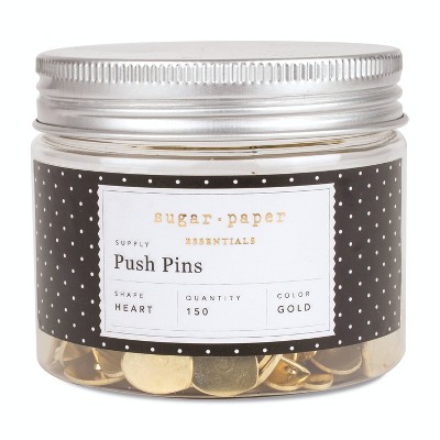 150ct Heart Shaped Push Pins Gold - Sugar Paper Essentials