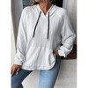 Women's Hooded Sweatshirt Soft Comfy Loose Hoodies Lightweight Solid Drawstring Pullover with Kangaroo Pocket - 2 of 4